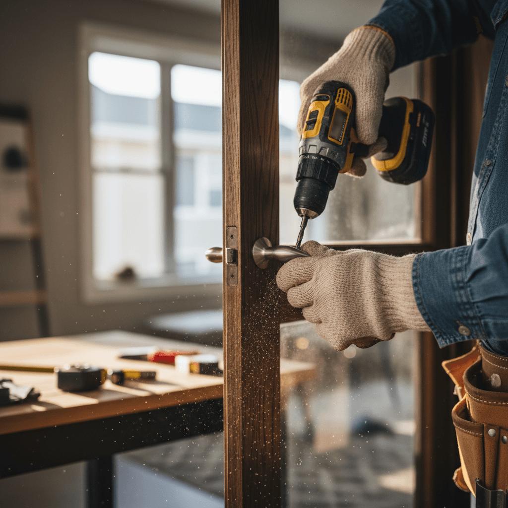 Handyman performing home repair work